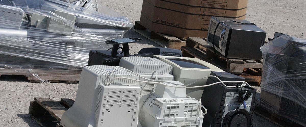 Electronics prepared for recycling at an event