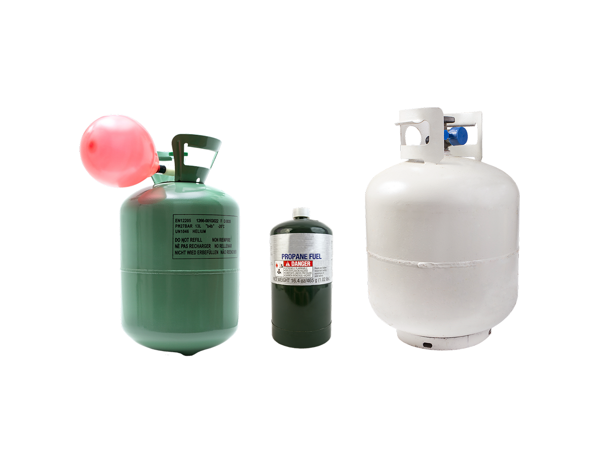 Pressurized propane tank, helium tank