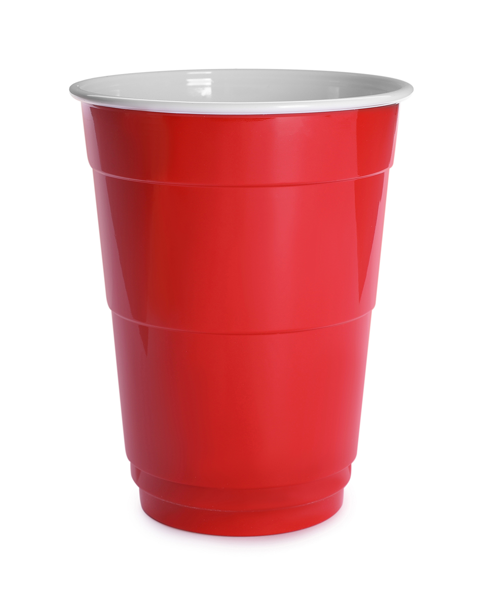 A red plastic disposable cup