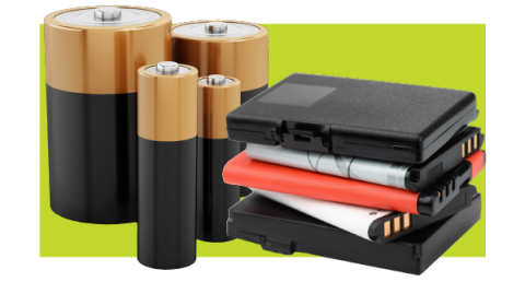 Batteries on a color background